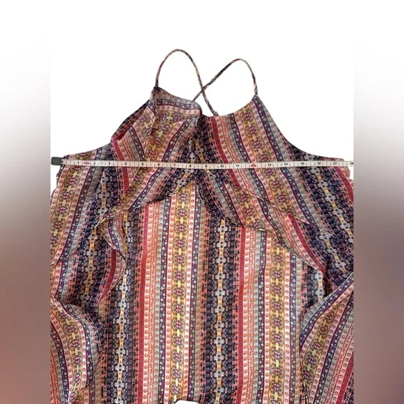 BCBGMAXAZRIA Boho Striped Criss Cross Maxi Dress Flowy Summer Festival Size S - Picture 7 of 10